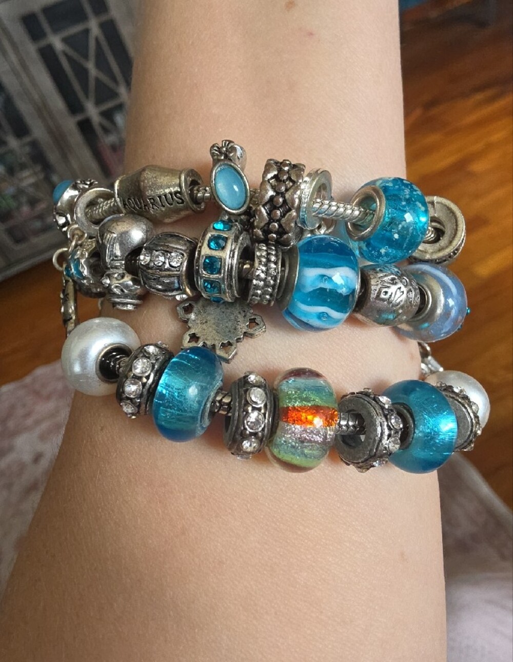 Murano Glass Striped Lantern Style Slider Charm Bracelet Collection